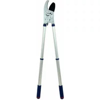 Telescopic anvil loppers with silver handles, blue grips, and a sharp black blade by Spear and Jackson.