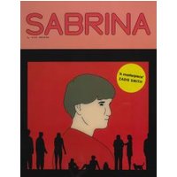Graphic novel "Sabrina" with red cover, profile of a person in the center, and silhouettes of people at the bottom.