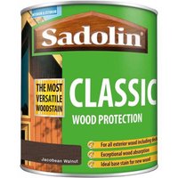 Sadolin Classic Wood Protection can, green label, Jacobean Walnut, 1 litre, for exterior wood, versatile woodstain.