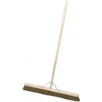 Sealey BM36S broom with 36in wooden handle and soft bristles, metal brace for stability.