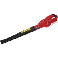 Red and black Sealey CB20V cordless garden leaf blower with ergonomic handle and elongated nozzle.