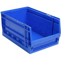 Blue Sealey collapsible storage bin with open front and reinforced edges.