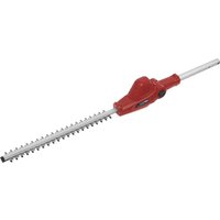Red Sealey cordless hedge trimmer head with long silver blade and ergonomic handle.
