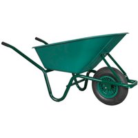 Green Sealey heavy duty composite wheelbarrow with black handles and single pneumatic tire.