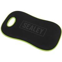 Black Sealey kneeling mat with green trim and handle cutout, featuring embossed Sealey logo in the center.