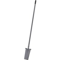 Sealey long handled fencing spade with a narrow, flat blade and black grip on a grey shaft.