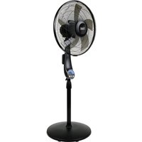 Sealey SFF16Q black pedestal fan with mesh grill, oscillating head, and adjustable height stand.