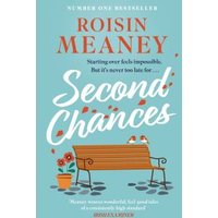 "Second Chances book by Roisin Meaney, blue cover with bench, potted plants, and falling leaves"