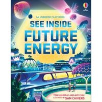 "See Inside Future Energy book with futuristic cityscape and neon colors, illustrated by Sam Chivers."