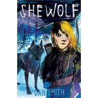 "She Wolf book cover with illustrated girl holding bow, black wolf, snowy forest background, bold title text"