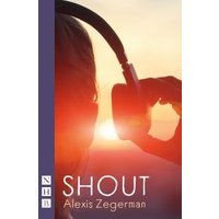 Book cover for "Shout" by Alexis Zegerman, featuring a person with headphones against a sunset background.