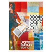 Colorful book cover for "Siblings" by Brigitte Reimann, featuring abstract art with a woman and geometric patterns.
