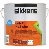 Sikkens Cetol HLS Plus woodstain can, dark oak, 2.5L, gray lid, orange label with green stripe.