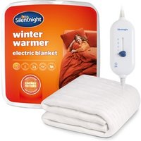 Silentnight Winter Warmer Electric Blanket, single size, white quilted fabric with control unit, packaged in orange box.