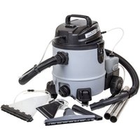 Black and gray SIP 20L 1400W valeting machine with hoses, wheels, and various cleaning attachments.