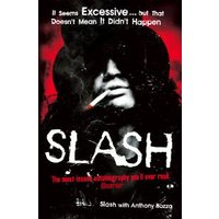 Black and white book cover of "Slash" featuring a person in sunglasses and hat, smoking, with bold white title text.