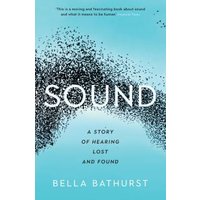 "Sound" book by Bella Bathurst, blue cover with black particle wave design and white text.
