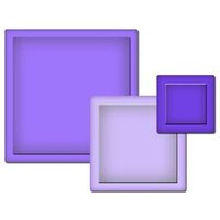 Purple gradient square wall art set with three overlapping sizes, featuring beveled edges.