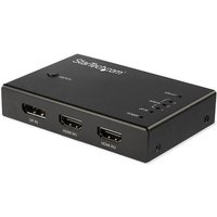 Black StarTech.com 4-port HDMI video switch with 3 HDMI ports, 1 DisplayPort, and 4K 60Hz support.