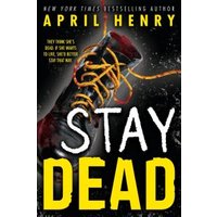 "Stay Dead book cover with red shoe, yellow laces, and dark background with water droplets"