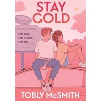 "Stay Gold book with pink cover, two teens sitting on a car, one in jeans and a white shirt, the other in shorts and a tank top"
