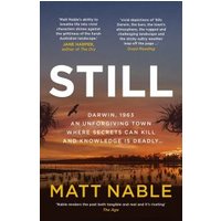 "Book titled 'Still' by Matt Nable, features a sunset over water with silhouetted trees and birds."