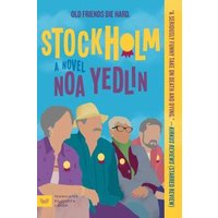 "Colorful book cover of 'Stockholm' by Noa Yedlin featuring four illustrated characters against a blue background"