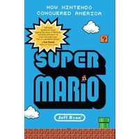 Blue book cover titled "Super Mario" with pixelated clouds, a pipe, and a small Mario character.
