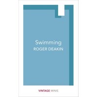 Blue and white book cover titled "Swimming" by Roger Deakin, part of the Vintage Minis series.