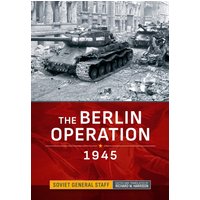 "The Berlin Operation 1945" book, cover with black and white tank photo, red title banner, published by Helion & Company.