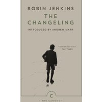 Beige book cover for "The Changeling" by Robin Jenkins, features silhouette of a boy walking.