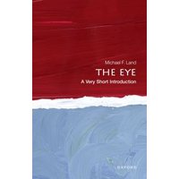 Book cover for "The Eye" with red and blue abstract paint design, featuring author Michael F. Land's name.