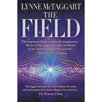 Purple book cover titled "The Field" by Lynne McTaggart, featuring DNA helix and glowing starburst design.