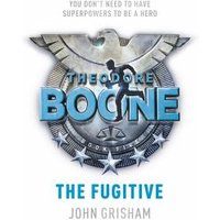 "The Fugitive" book cover with eagle emblem, blue title text, and silhouette of running figure. Author: John Grisham.