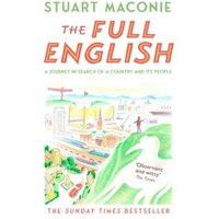 "The Full English book by Stuart Maconie, cover with illustrated cityscape and countryside scene."