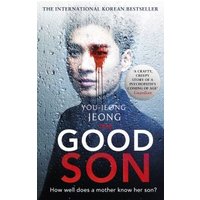 "The Good Son" book cover featuring a man with a blood-splattered face and bold white title text.