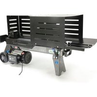 Black Handy 4 Ton Electric Log Splitter with metal guard, sturdy frame, and dual wheels for easy mobility.