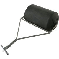 Black Handy 60cm poly body garden roller with metal push/tow handle and sturdy frame.