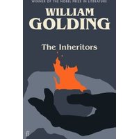 Dark cover book "The Inheritors" by William Golding, features a hand holding a small flame.