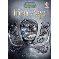 "The Iron Age book with metallic embossed warrior face and ornate designs on dark cover"