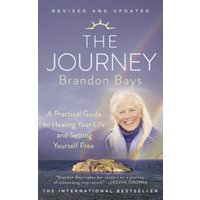 "The Journey book cover featuring a woman smiling, a rainbow, and a rocky island under a purple sky."