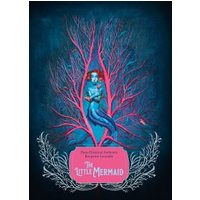 Blue and pink "The Little Mermaid" book cover featuring a mermaid entwined in coral with ornate silver detailing.