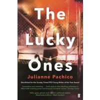 Book cover for "The Lucky Ones" by Julianne Pachico, featuring a woman in a cage-like setting with neon lighting.