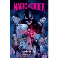 "The Magic Order Library Edition Volume 2 hardcover with colorful character collage and bold pink title text"