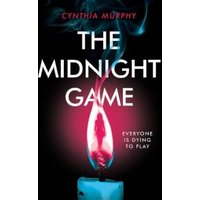 "The Midnight Game book cover with a blue candle and pink flame, tagline 'Everyone is dying to play' in white text."