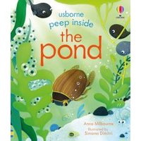 Children's book "The Pond" with colorful illustrations of fish, plants, and a beetle on the cover.