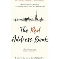 "The Red Address Book" by Sofia Lundberg, cream cover with city skyline and red title text.