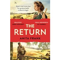"The Return" novel by Anita Frank, cover with woman in field, red title banner, and soldier in uniform.