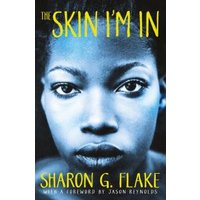 "The Skin I'm In book cover featuring a close-up of a young Black girl's face with bold yellow and white text."
