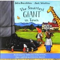 "The Smartest Giant in Town" children's book with illustrated animals and a giant's shoes on the cover.